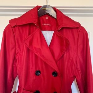 Red Trench Rain Coat